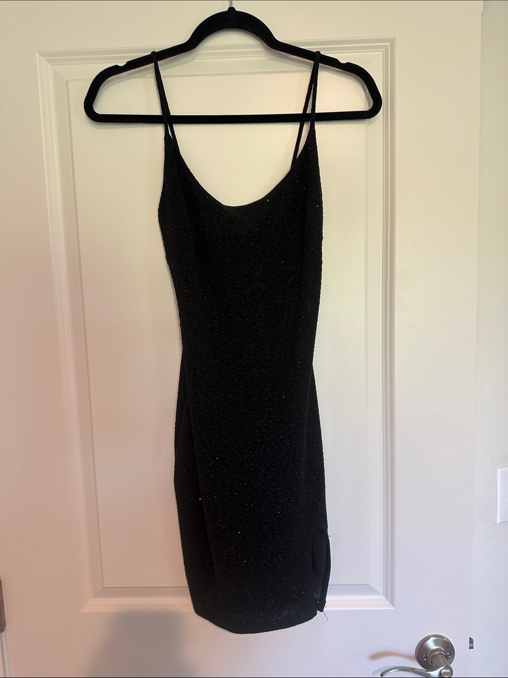 Black Sparkle Spaghetti-Strap Dress